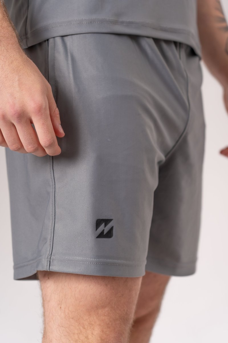 Gym session wearing REP grey shorts and top, gym shorts men, mens gym top, reps clothing uk, represent