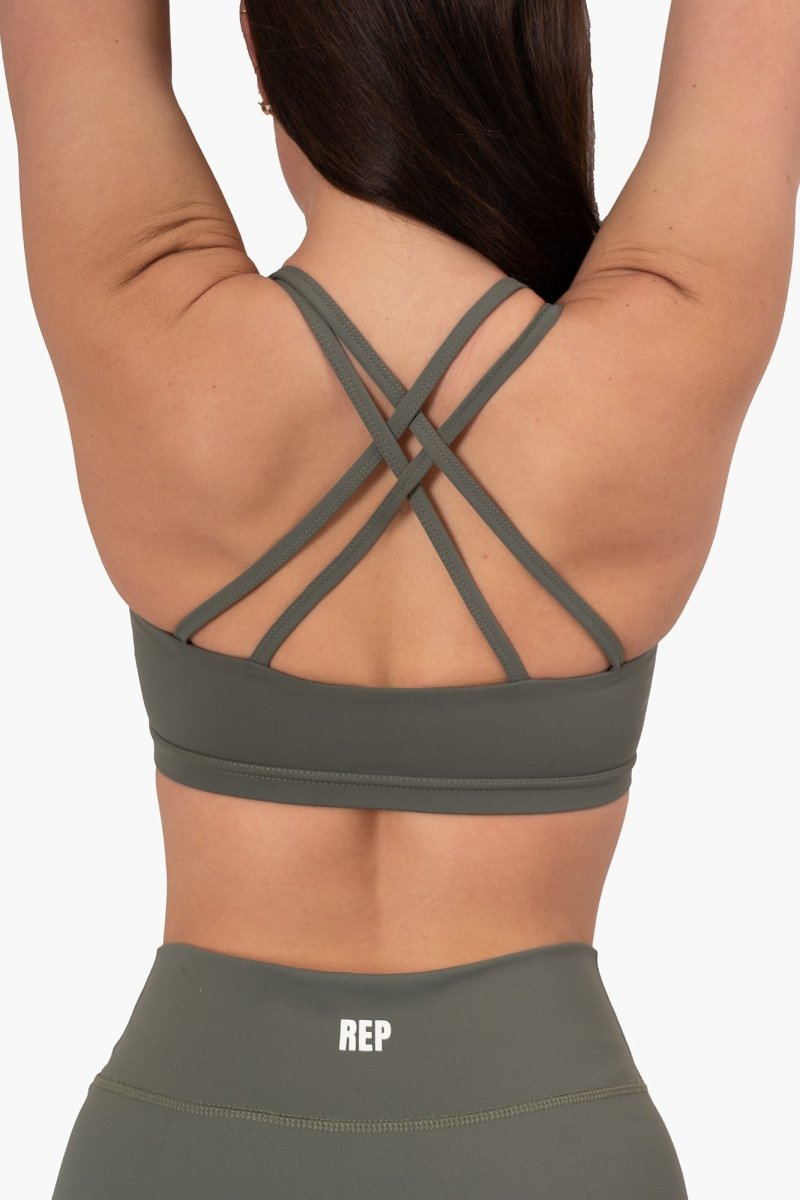 khaki gym set styled solo – womens sports bras, gym tops women, represent clothing