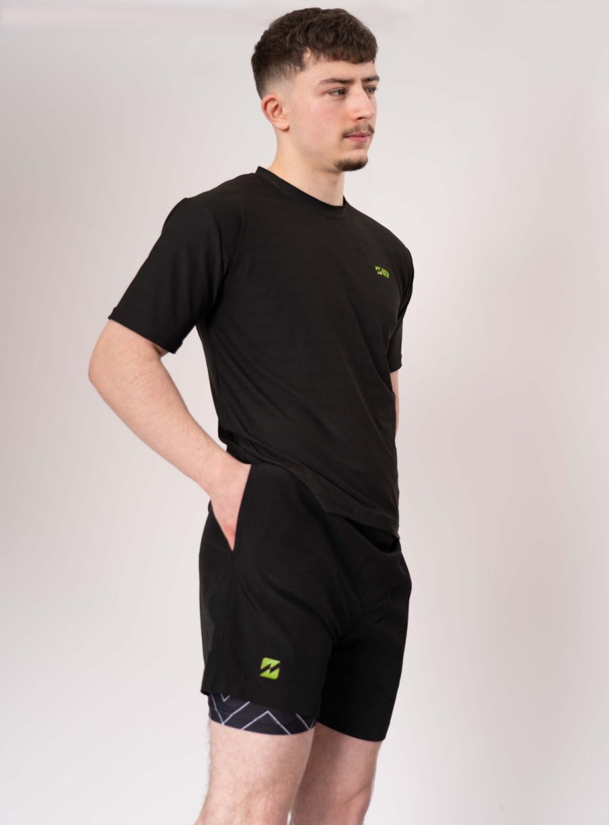 Neon black gym shorts