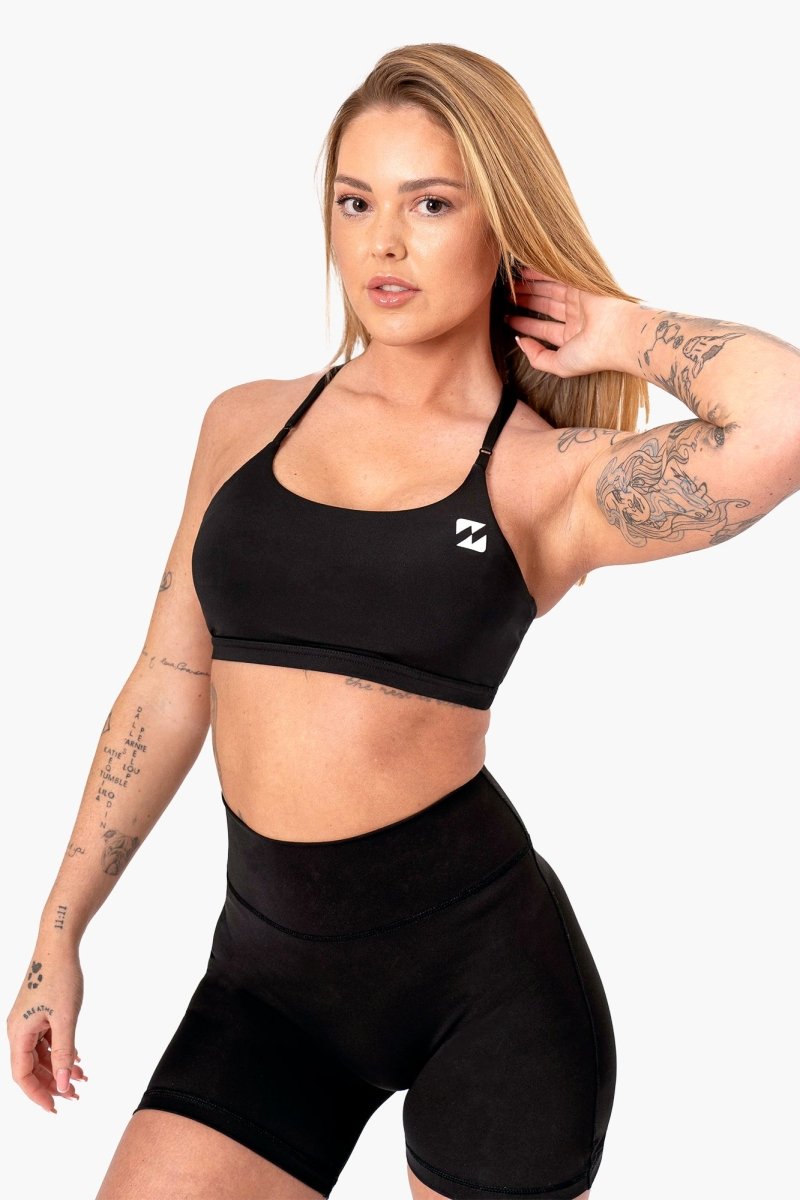 REP branding shot – women’s black set – sports bras for women, reps uk clothing, represent